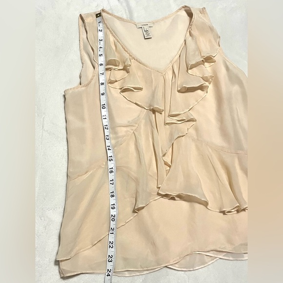 J. Crew Cream Peach Pale Pink Sleeveless Ruffle Front Lightweight Women’s Blouse - Picture 6 of 12